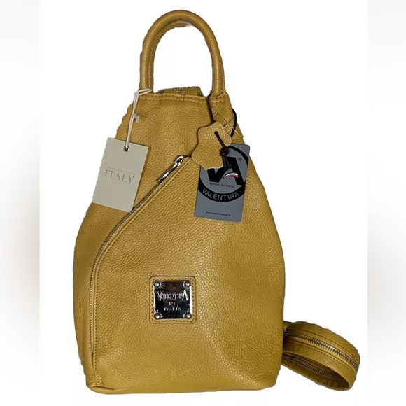 Valentina Handbags - NWT VALENTINA 🇮🇹 MADE IN ITALY SLING BAG BACKPACK  MUSTARD YELLOW